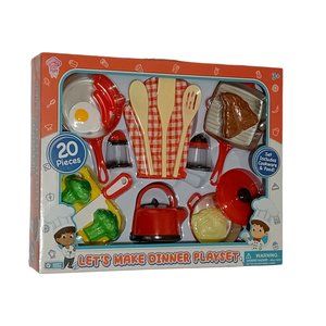 Gourmet Play Let's Make Dinner 20 Piece Play Set Includes Cookware And Food 3+